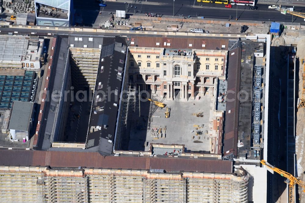 Aerial photograph Berlin - Construction site for the new building the largest and most important cultural construction of the Federal Republic, the building of the Humboldt Forum in the form of the Berlin Palace