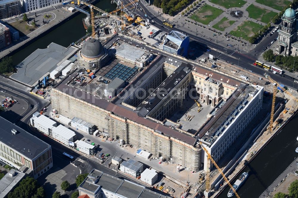 Aerial photograph Berlin - Construction site for the new building the largest and most important cultural construction of the Federal Republic, the building of the Humboldt Forum in the form of the Berlin Palace