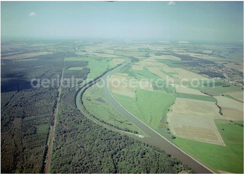 Aerial photograph Burg - 30.06.2004; Blick auf den Elbe - Havelkanal zwischen Zerben und Burg, vorbei an Ihleburg und Parchau