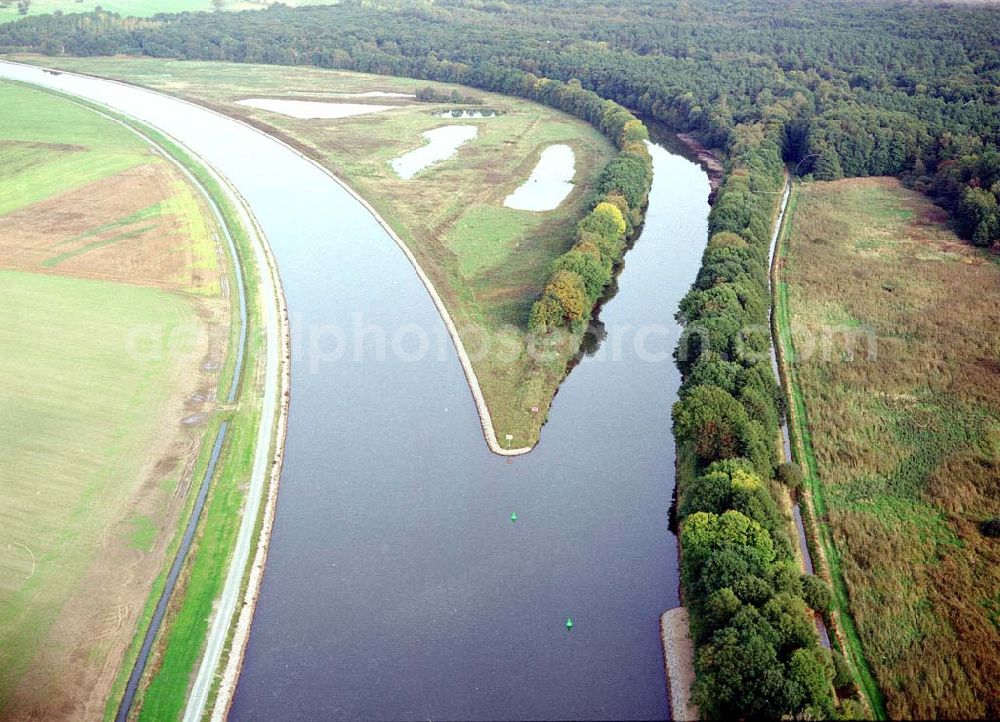 Aerial image Parchau - Umleitung des Elbe - Havel - Kanales bei Parchau.