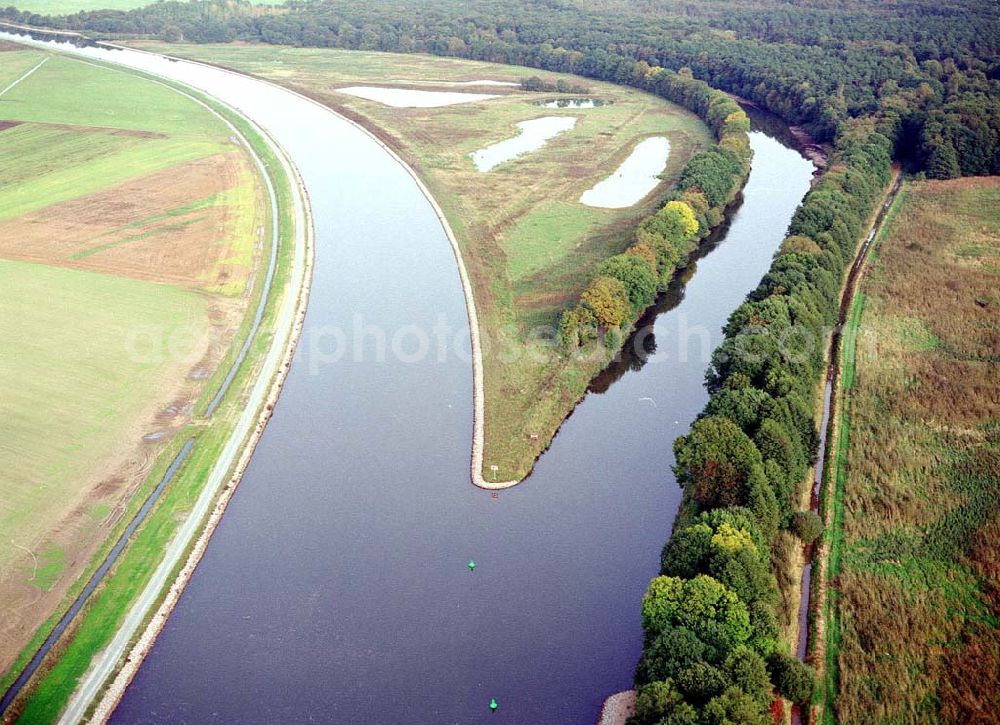 Aerial photograph Parchau - Umleitung des Elbe - Havel - Kanales bei Parchau.