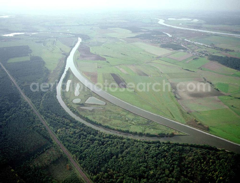 Aerial image Parchau - Umleitung des Elbe - Havel - Kanales bei Parchau.