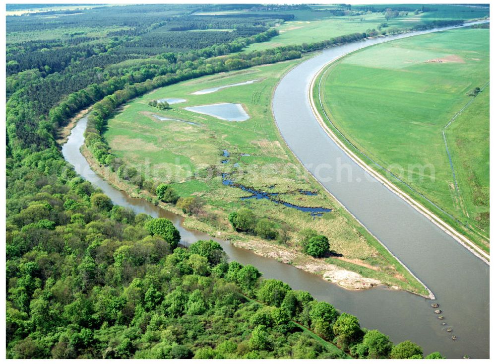 Burg / Sachsen-Anhalt from above - Umleitung des Elbe-Havel-Kanales nordöstlich von Burg im Rahmen von Ausgleichs- und Ersatzmaßnahmen am Wasserstraßenkreuz Magdeburg / Elbe-Havel-Kanal. Ein Projekt des Wasserstraßenneubauamtes Magdeburg