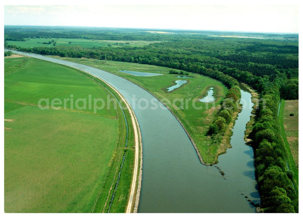 Aerial image Burg / Sachsen-Anhalt - Umleitung des Elbe-Havel-Kanales nordöstlich von Burg im Rahmen von Ausgleichs- und Ersatzmaßnahmen am Wasserstraßenkreuz Magdeburg / Elbe-Havel-Kanal. Ein Projekt des Wasserstraßenneubauamtes Magdeburg