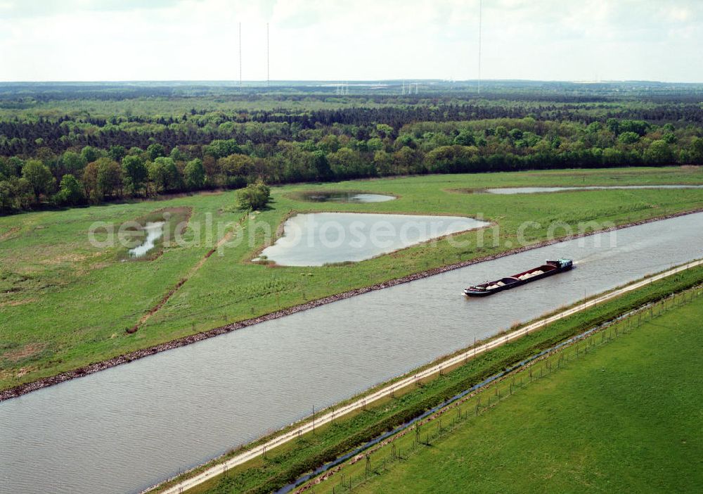 Aerial image Burg / Sachsen-Anhalt - Umleitung des Elbe-Havel-Kanales nordöstlich von Burg im Rahmen von Ausgleichs- und Ersatzmaßnahmen am Wasserstraßenkreuz Magdeburg / Elbe-Havel-Kanal. Ein Projekt des Wasserstraßenneubauamtes Magdeburg