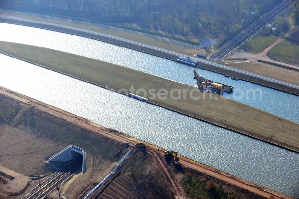 Aerial photograph Wolmirstedt - Construction to deepen the Mittelland Canal at Wolmirstedt in Saxony-Anhalt