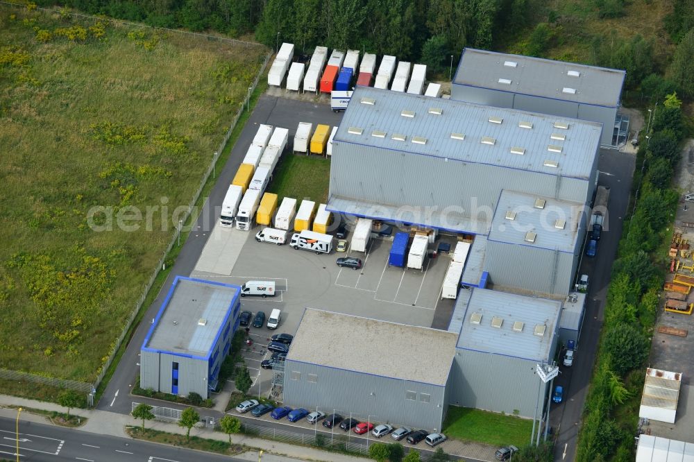 Großbeeren from the bird's eye view: Premises of relocation and logistics company FROESCH GROUP in Großbeeren in Brandenburg