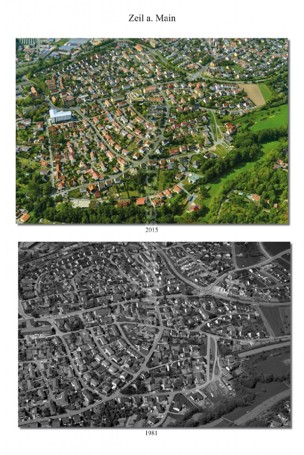 Zeil from the bird's eye view: 1981 and 2015 city - view change of Zeil in the state Bavaria