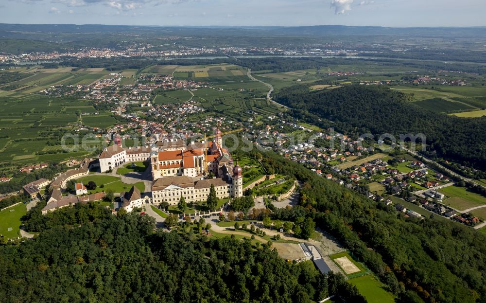 Aerial image Krems - UNESCO World Heritage Site - the Austrian Benedictine Benedictine Congregation Stift Goettweig near Krems in Lower Austria in Austria