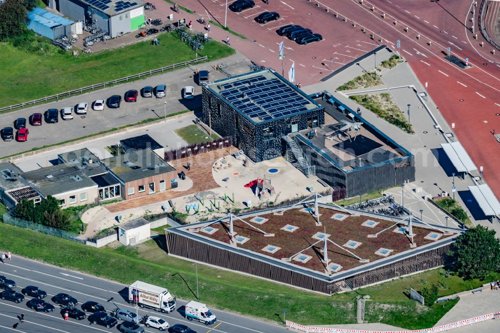 Aerial photograph Norderney - UNESCO World Heritage Wadden Sea visitor center Wattwelten on Norderney in the state of Lower Saxony, Germany