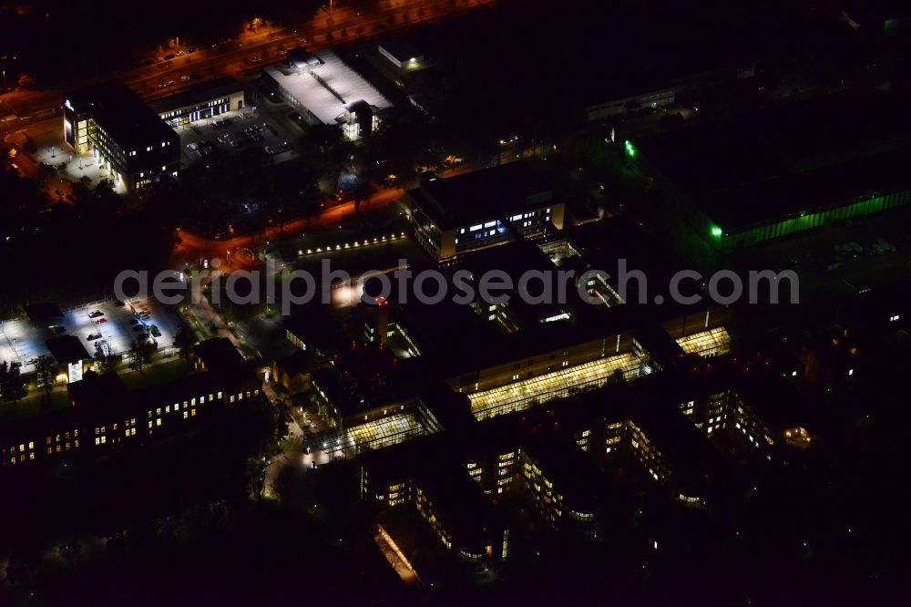 Berlin from above - Night image with a view over the Emergency Hospital at the Warener Strasse in the district Marzahn-Hellersdorf in Berlin