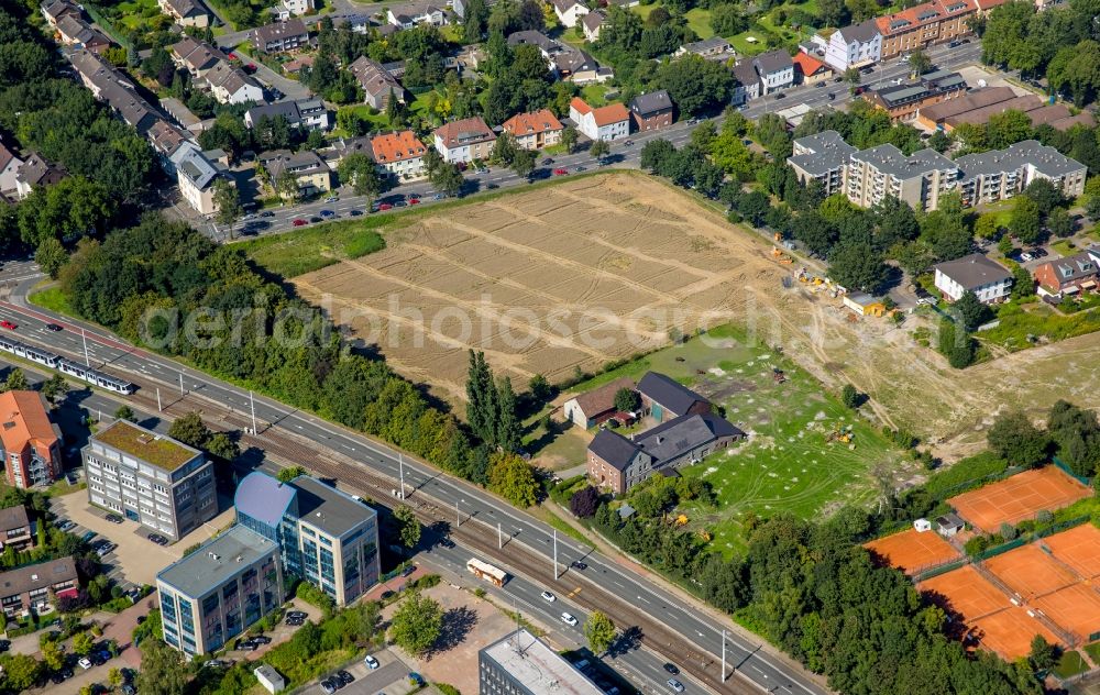 Aerial image Bochum - Unused field at the Universitaets street in Bochum in the state North Rhine-Westphalia