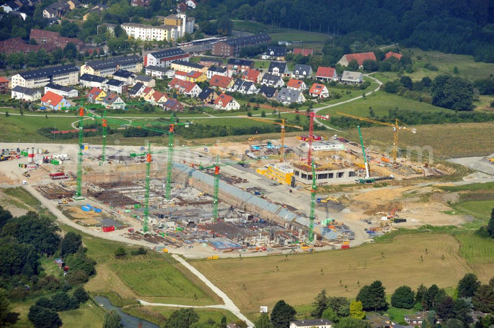 Aerial image Bielefeld - Der Campus der Universität wird erweitert. Auf dem Gelände, Lange Lage genannt entstehen eine Fachhochschule sowie ein Forschungsgebäude. Bauherr ist die BAM Deutschland AG. The campus of Bielefeld Universität is going to be enlarged. A college and a explorative building will be built. Builder is BAM Deutschland AG.