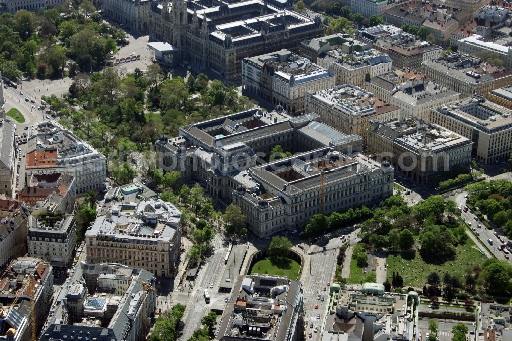 Wien from above - Main building of the University Vienna in the inner city district Austria