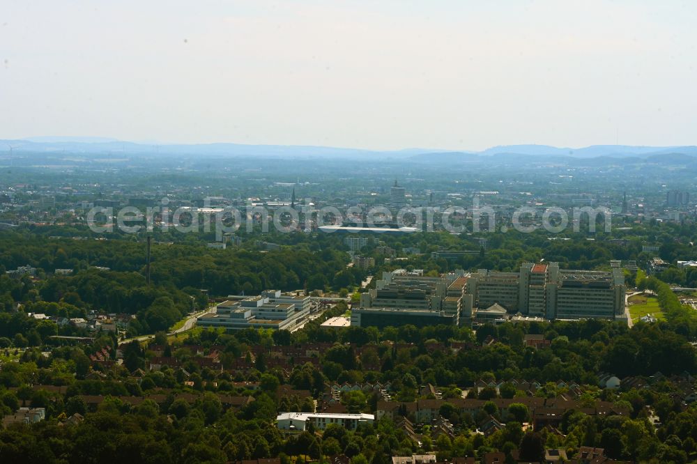 Bielefeld from the bird's eye view: Campus university building complex on Universitaetsstrasse in Bielefeld in the state of North Rhine-Westphalia, Germany