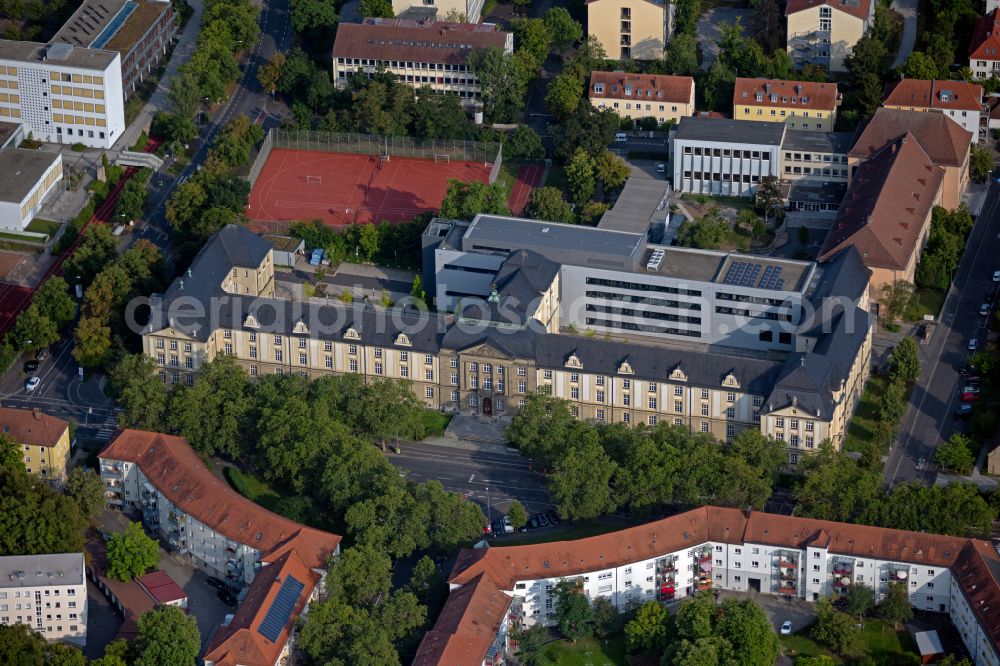 Aerial photograph Würzburg - University- area Fakultaet fuer Humanwissenschaften of Julius-Maximilians-Universitaet Wuerzburg on place Wittelsbacherplatz in the district Frauenland in Wuerzburg in the state Bavaria, Germany