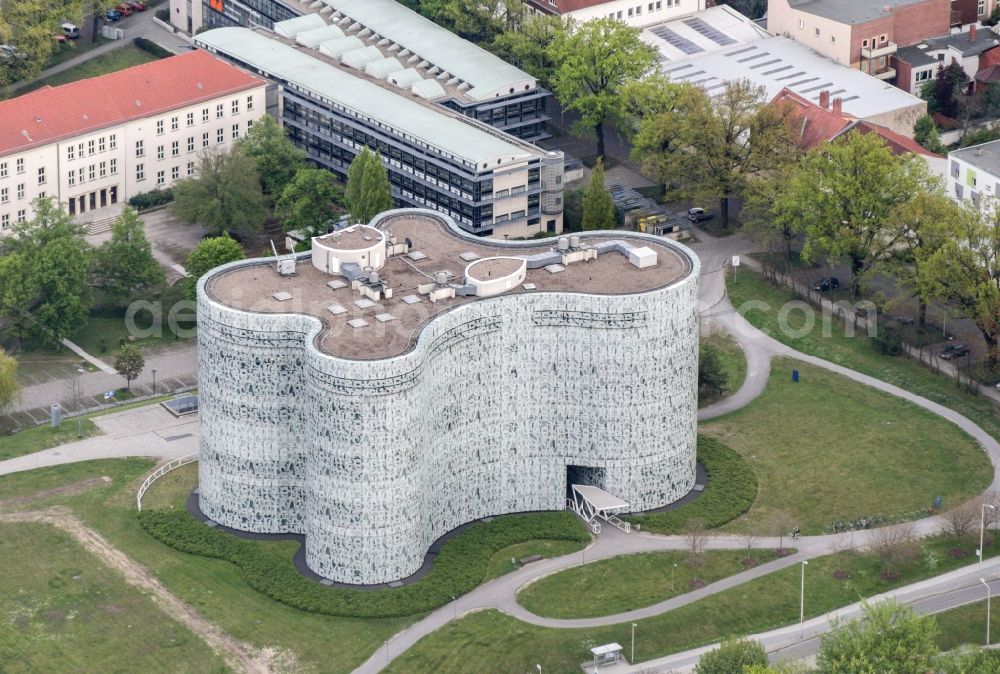 Aerial image Cottbus - Central university library in the Information, Communication and Media Center at the campus of BTU Cottbus - Senftenberg in the state of Brandenburg