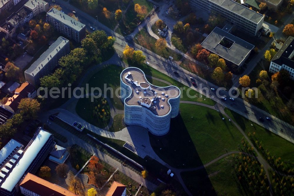 Aerial photograph Cottbus - Central university library in the Information, Communication and Media Center at the campus of BTU Cottbus - Senftenberg in the state of Brandenburg