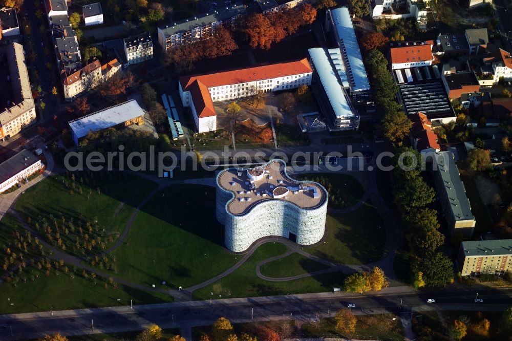 Aerial photograph Cottbus - Central university library in the Information, Communication and Media Center at the campus of BTU Cottbus - Senftenberg in the state of Brandenburg