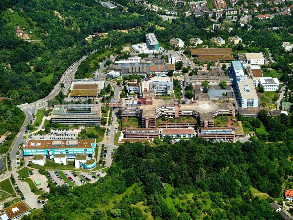 Tübingen from the bird's eye view: View of the buildings of the university clinic Tuebingen in the state Baden-Wuerttemberg