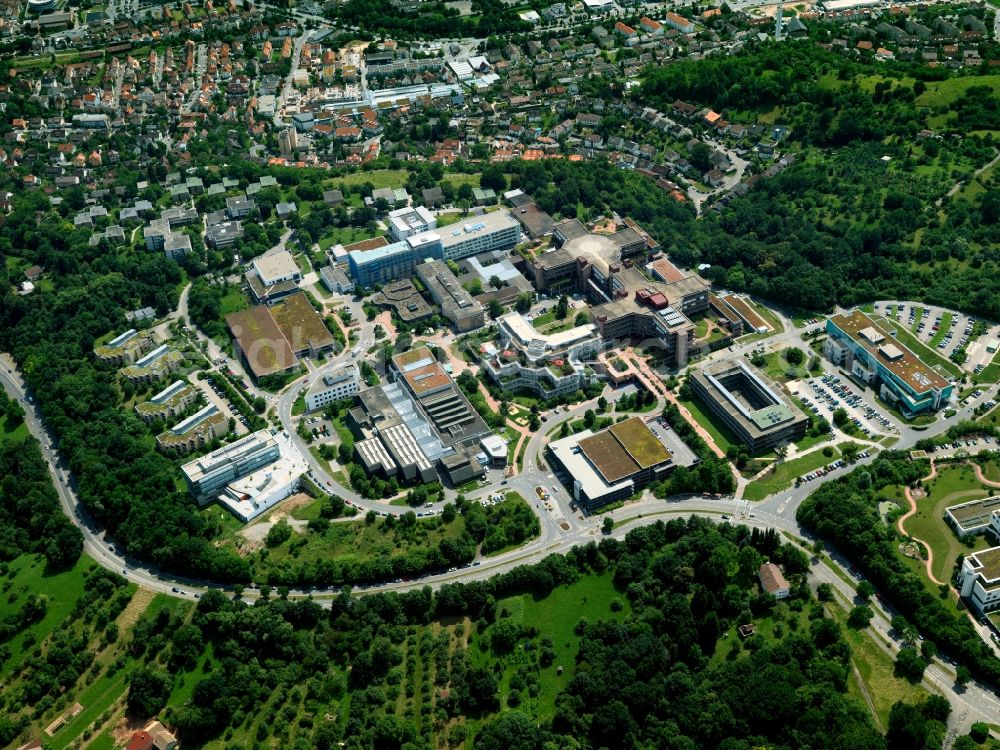 Aerial photograph Tübingen - View of the buildings of the university clinic Tuebingen in the state Baden-Wuerttemberg