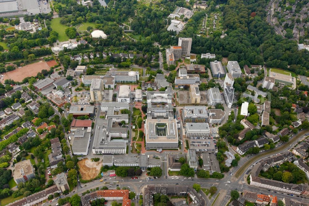 Aerial photograph Essen - View of the teaching hospital Essen in the stateNorth Rhine-Westphalia