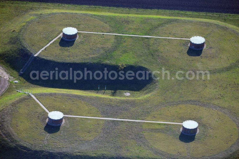 Aerial photograph Magdeburg - View of an subterranean drinking water reservoir on the Hohendodeleber Chaussee / Thauberg in the district Ottersleben in Magdeburg in the federal state Saxony-Anhalt