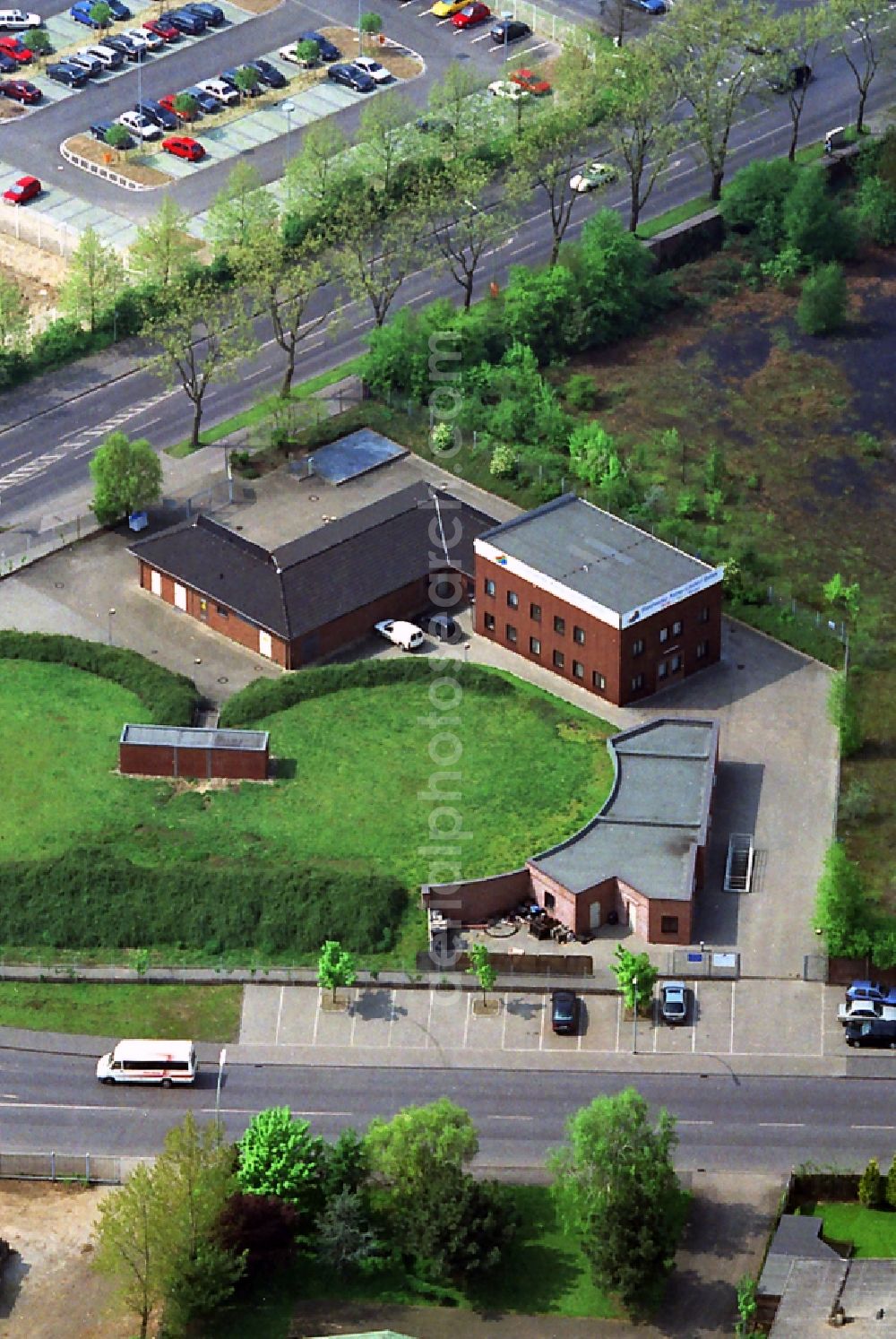 Kamp-Lintfort from the bird's eye view: View at an subterranean water storage in Kamp-Lintfort in the federal state North Rhine-Westphalia. It replaceds a water tower since the 70's 