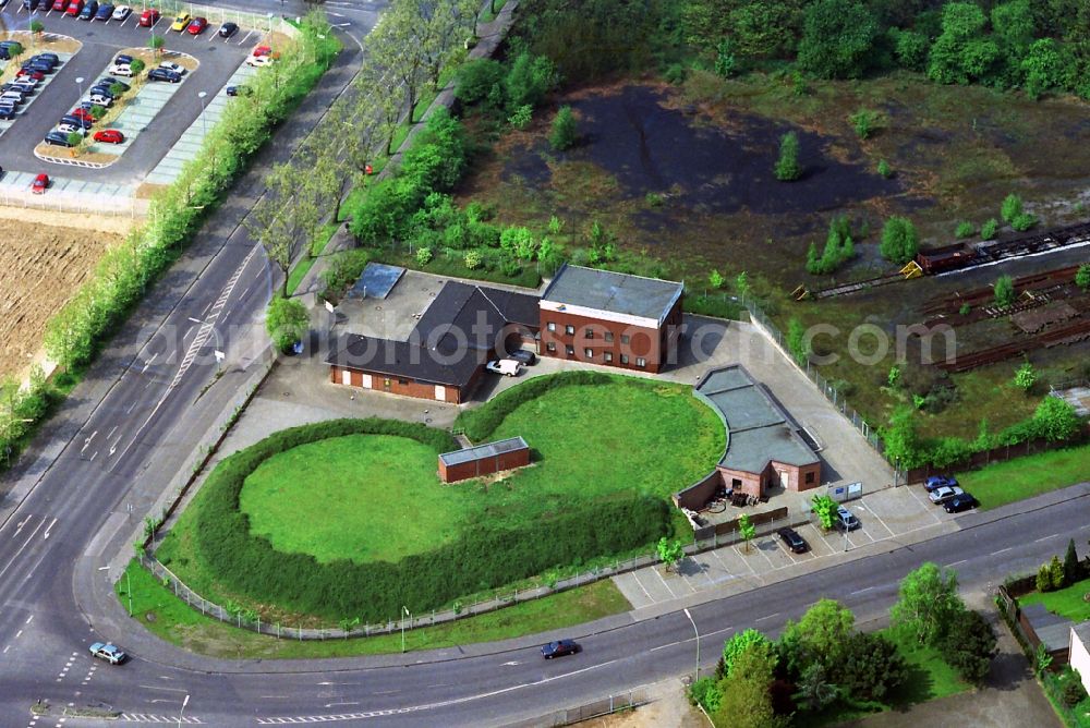 Aerial image Kamp-Lintfort - View at an subterranean water storage in Kamp-Lintfort in the federal state North Rhine-Westphalia. It replaceds a water tower since the 70's 