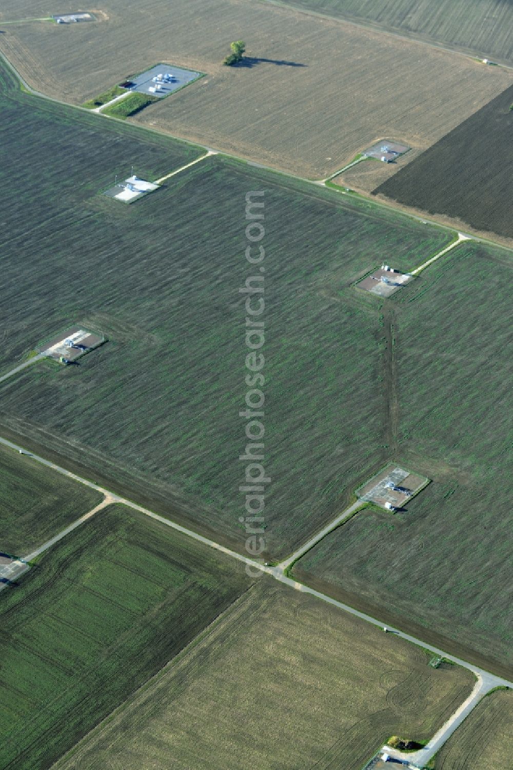 Teutschenthal from above - Underground gas storage field of Vng-verbundnetz Gas AG in Teutschenthal in the state Saxony-Anhalt