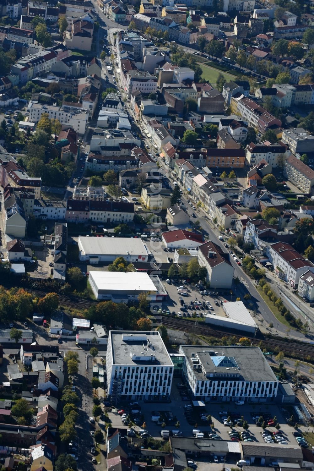 Fürstenwalde/Spree from above - Administration building of the company Bonava Deutschland GmbH Am Nordstern in Fuerstenwalde/Spree in the state Brandenburg, Germany