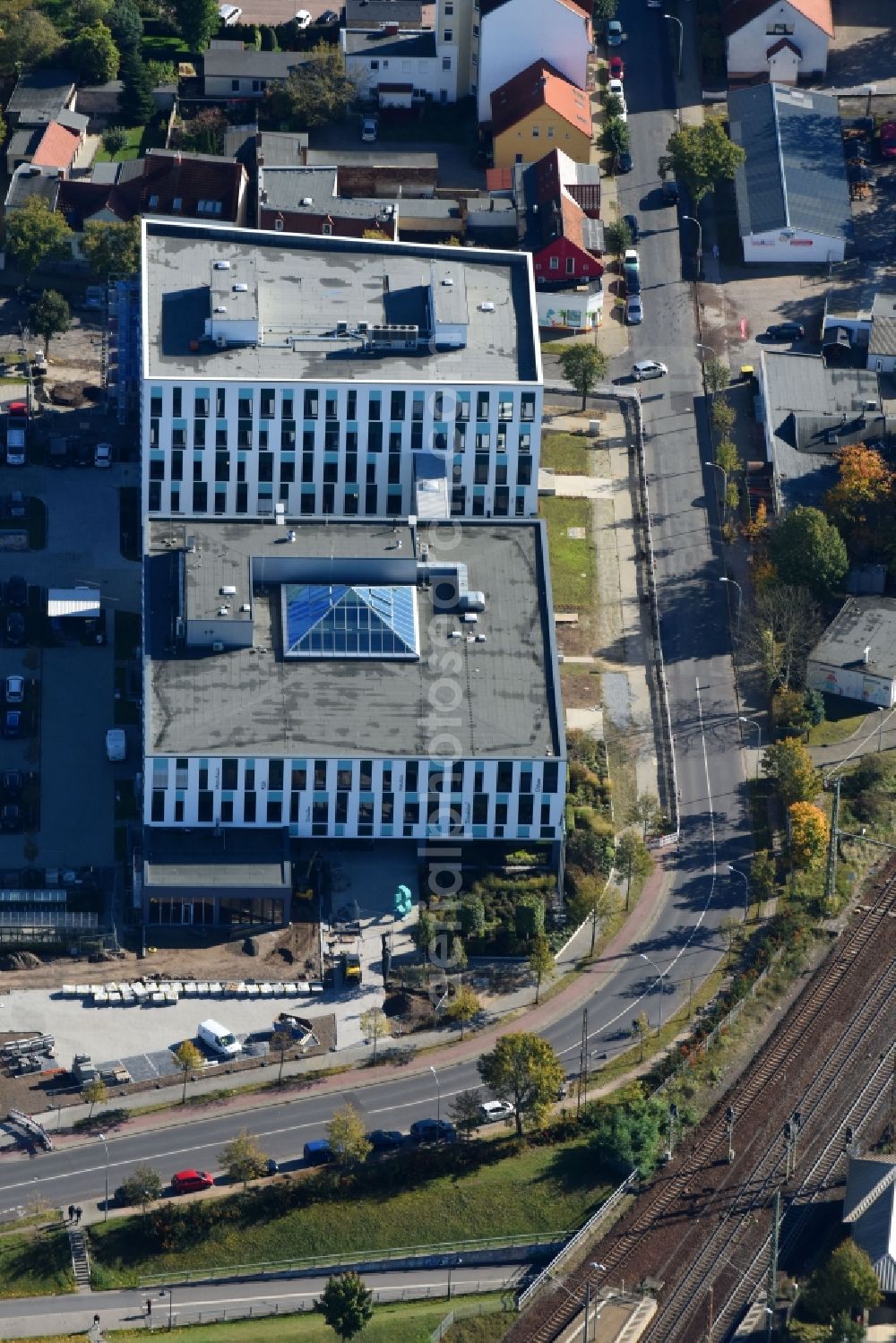 Aerial photograph Fürstenwalde/Spree - Administration building of the company Bonava Deutschland GmbH Am Nordstern in Fuerstenwalde/Spree in the state Brandenburg, Germany