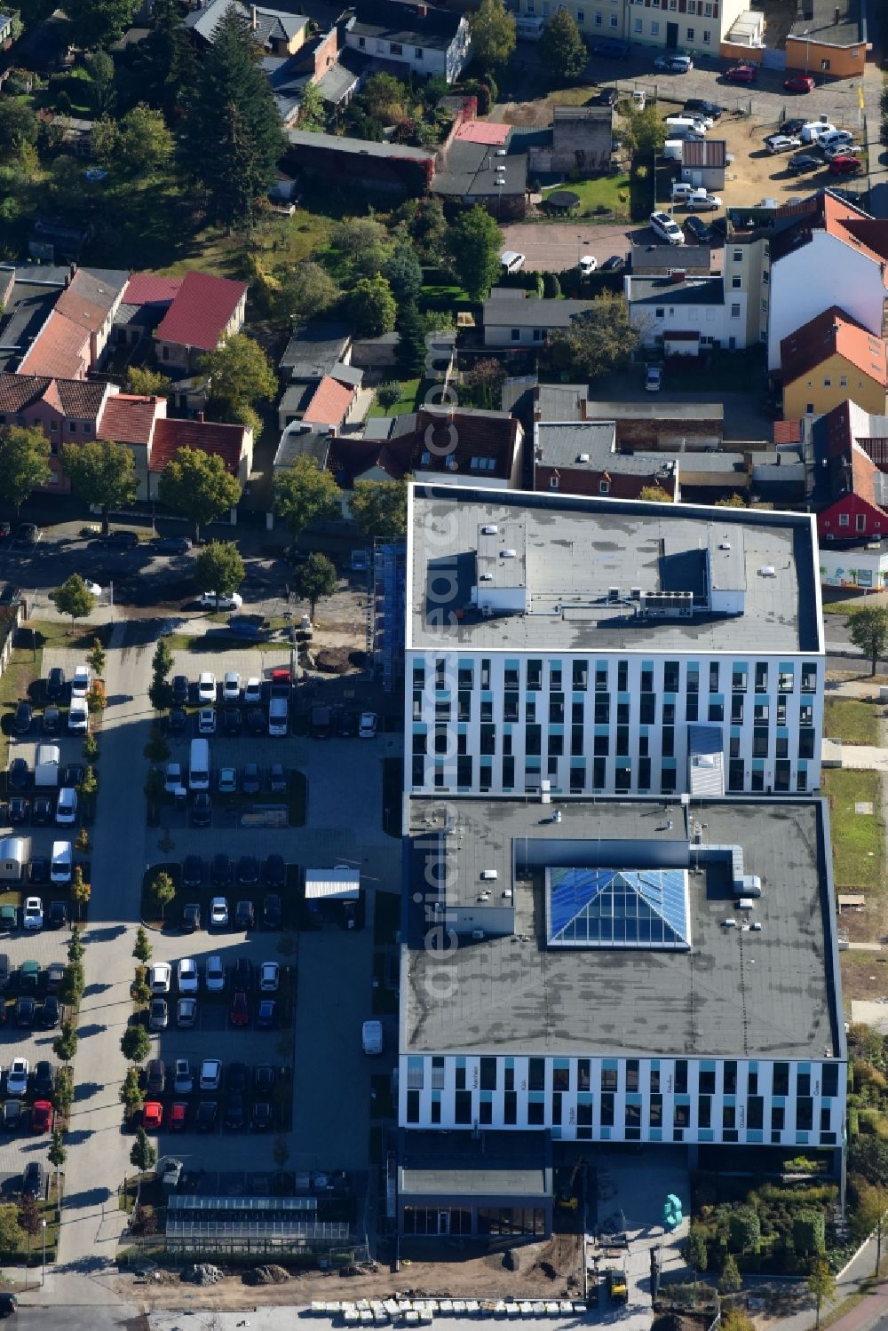 Fürstenwalde/Spree from the bird's eye view: Administration building of the company Bonava Deutschland GmbH Am Nordstern in Fuerstenwalde/Spree in the state Brandenburg, Germany