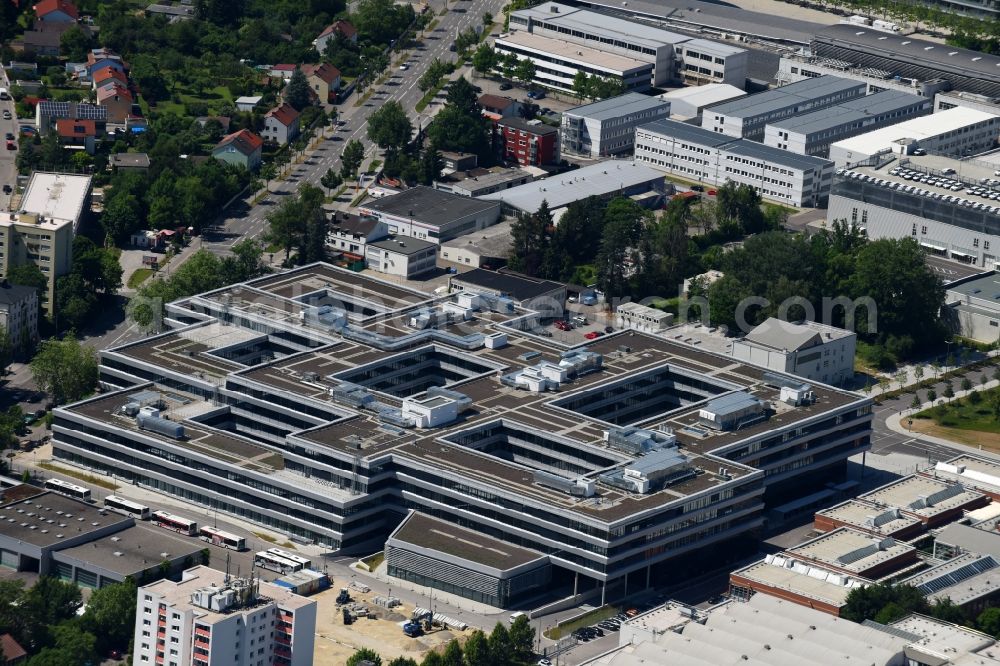 Aerial image Ingolstadt - Administration building of the company of Audi AG on Hindemithstrasse corner Ettinger Strasse in Ingolstadt in the state Bavaria, Germany