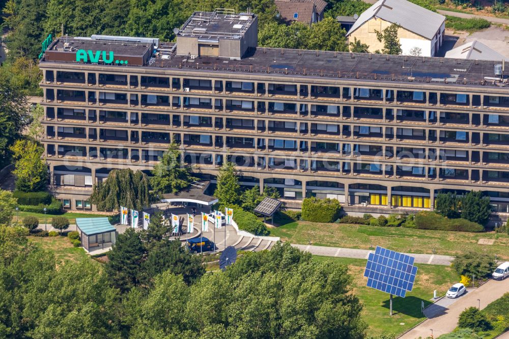 Aerial image Gevelsberg - Administration building of the company AVU Aktiengesellschaft fuer Versorgungs-Unternehmen An of Drehbonk on street An der Drehbank in the district Heck in Gevelsberg in the state North Rhine-Westphalia, Germany