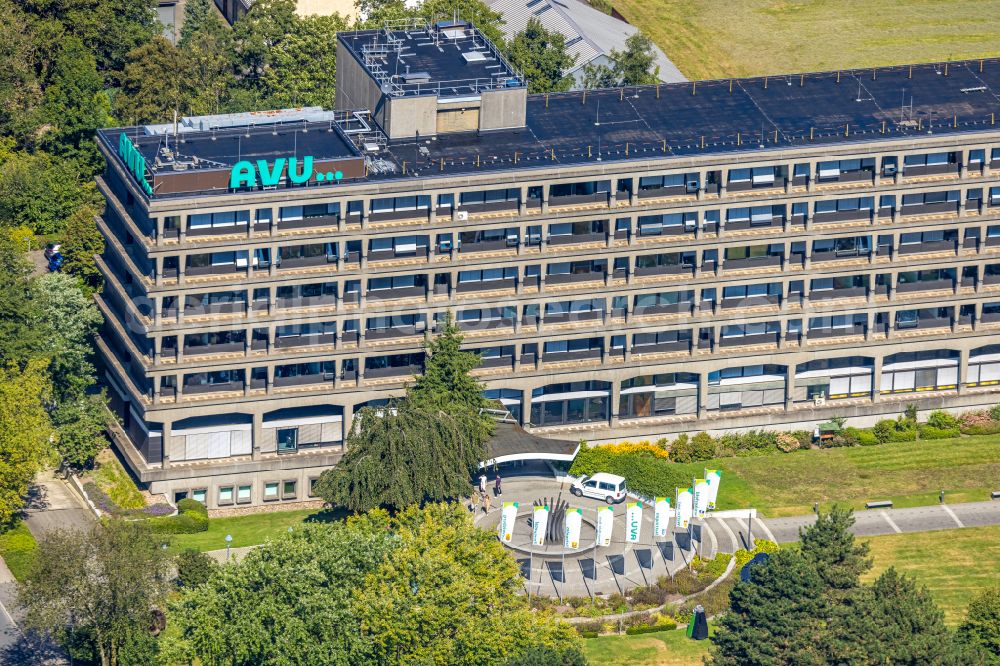 Aerial image Gevelsberg - Administration building of the company AVU Aktiengesellschaft fuer Versorgungs-Unternehmen An of Drehbonk on street An der Drehbank in the district Heck in Gevelsberg in the state North Rhine-Westphalia, Germany