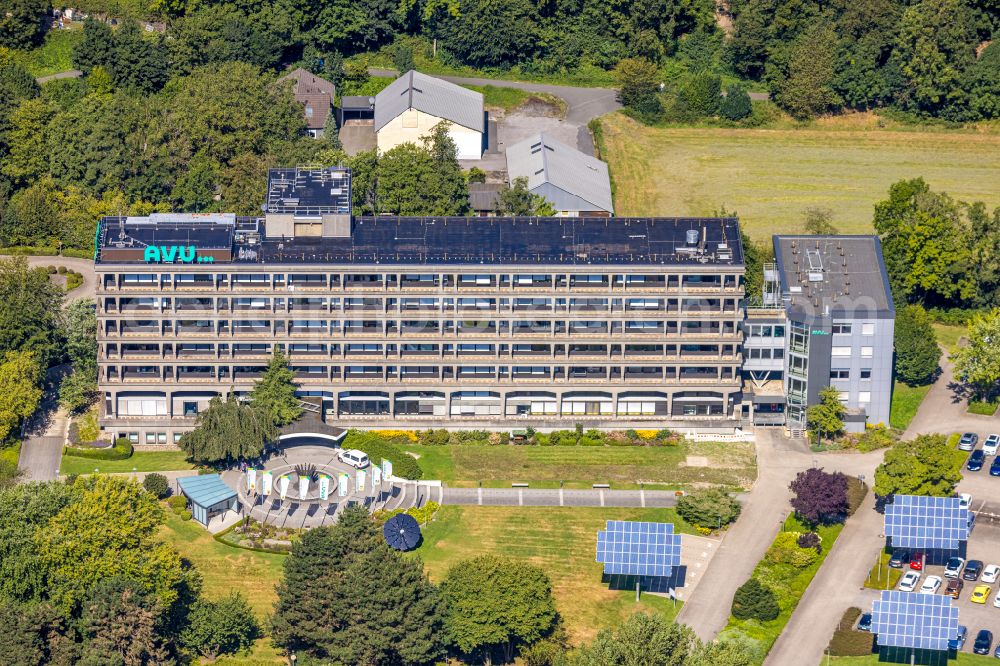 Gevelsberg from the bird's eye view: Administration building of the company AVU Aktiengesellschaft fuer Versorgungs-Unternehmen An of Drehbonk on street An der Drehbank in the district Heck in Gevelsberg in the state North Rhine-Westphalia, Germany