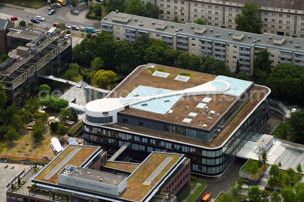 Aerial image Karlsruhe - Administration building of the company of Badischer Gemeinde-Versicherungs-Verband on Durlacher Allee in Karlsruhe in the state Baden-Wurttemberg, Germany