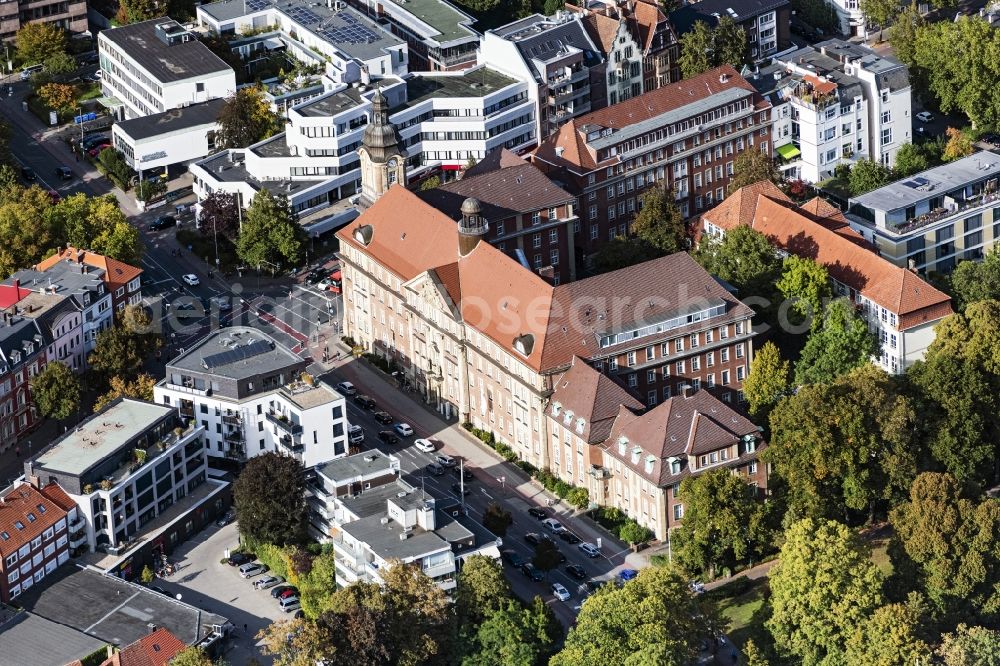 Aerial photograph Münster - Administration building of the company of Bau-und Liegenschaftsbetrieb NRW in Muenster in the state North Rhine-Westphalia, Germany