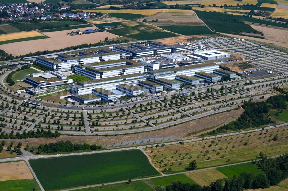 Abstatt from above - Administration building of the company Bosch Engineering GmbH on Robert-Bosch-Allee in Abstatt in the state Baden-Wurttemberg, Germany