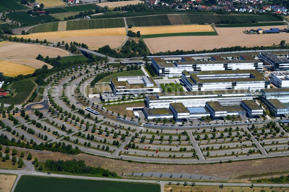 Abstatt from the bird's eye view: Administration building of the company Bosch Engineering GmbH on Robert-Bosch-Allee in Abstatt in the state Baden-Wurttemberg, Germany