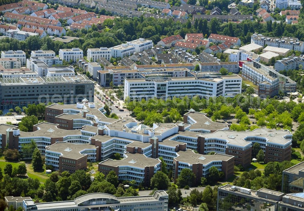 Frankfurt am Main from above - Administration building of the company of Bundesrepublik Deutschland - Finanzagentur GmbH in Frankfurt in the state Hesse, Germany