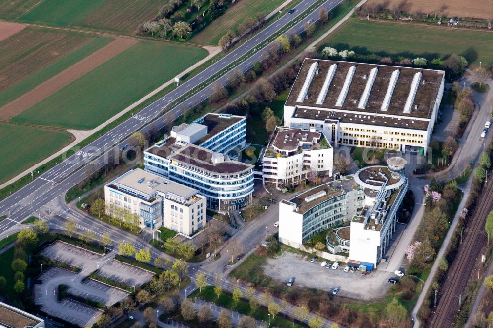 Aerial image Stuttgart - Administration building of the company of CARDIF Allgemeine Versicherung, Andreae-Noris Zahn AG Leistungs- and Servicecenter -ANZAG- and PETA Deutschlond e.V in Weilimdorf in the state Baden-Wurttemberg, Germany