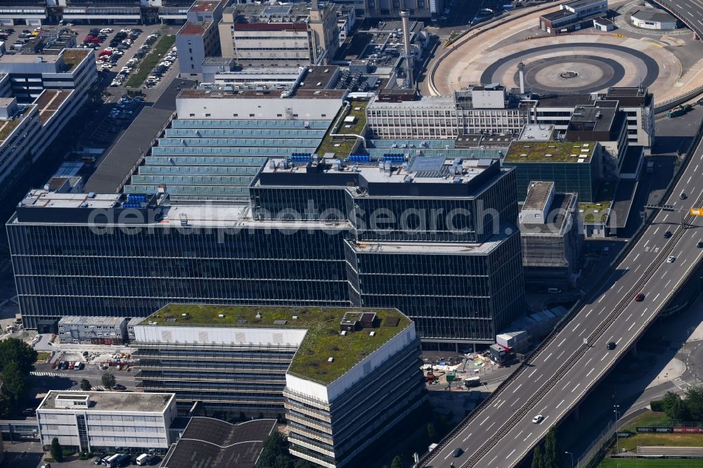 Stuttgart from above - Administration building of the company Daimler AG in Stuttgart in the state Baden-Wurttemberg, Germany