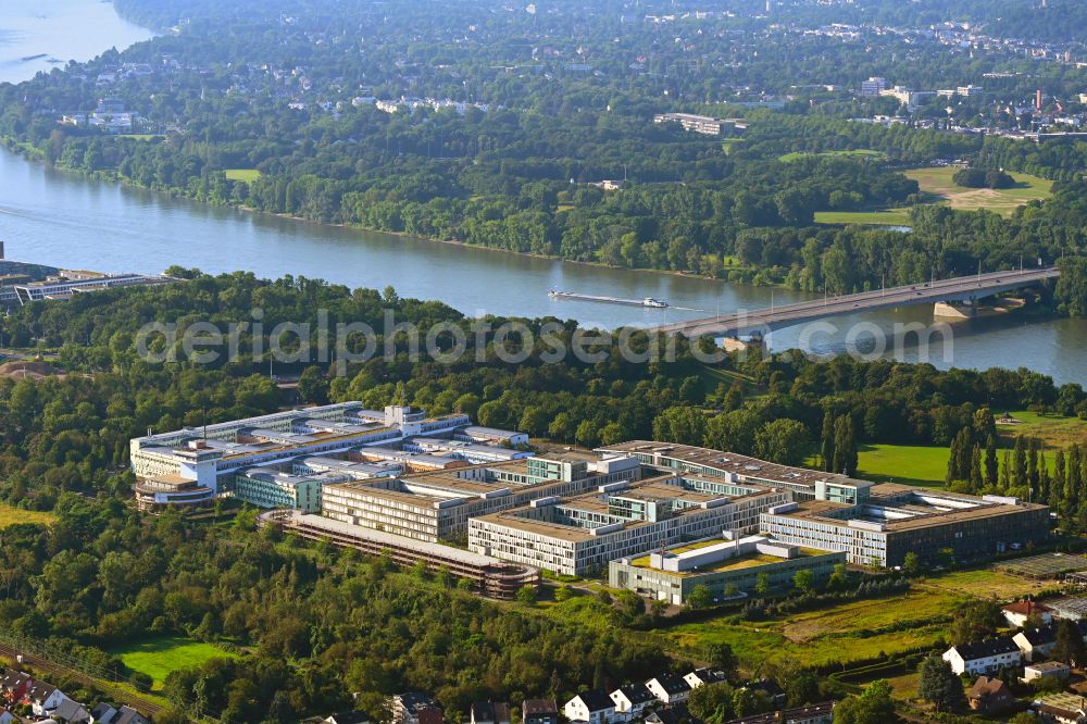 Bonn from the bird's eye view: Administration building of the company Deutsche Telekom on Landgrabenweg in the district Beuel in Bonn in the state North Rhine-Westphalia, Germany