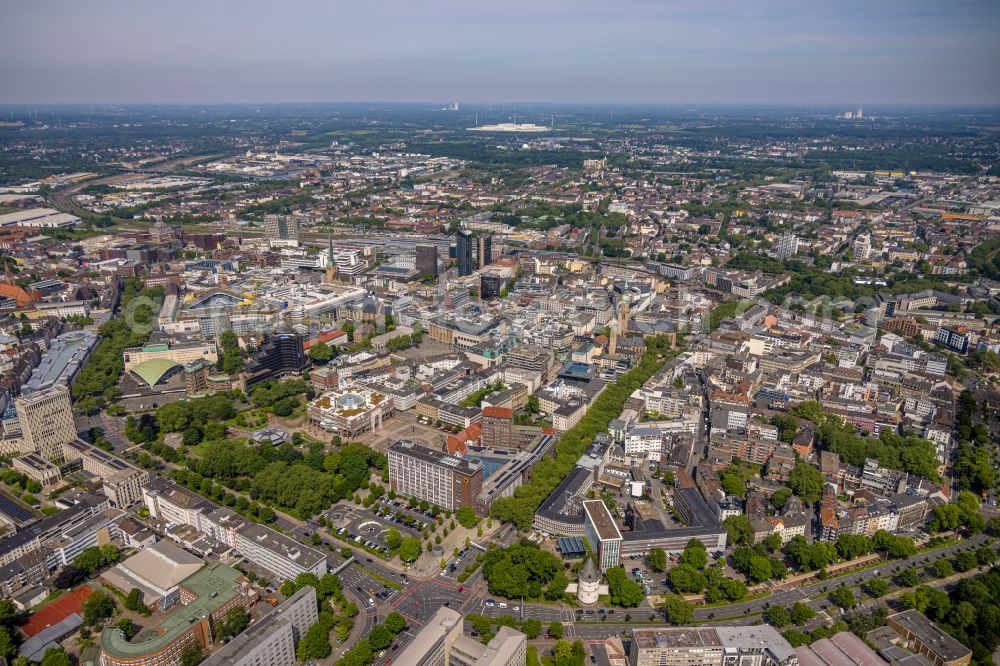 Dortmund from above - administration building of the company of DEW21 Dortmunder Energie- and Wasserversorgung GmbH on street Ostwall in Dortmund at Ruhrgebiet in the state North Rhine-Westphalia, Germany