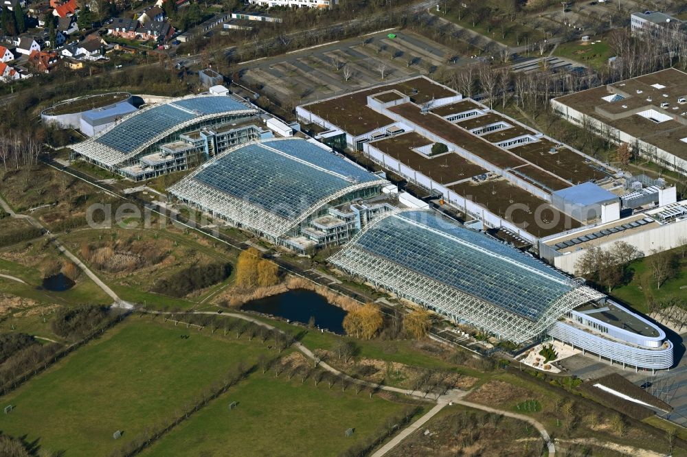 Hannover from the bird's eye view: Administration building of the company Finanz Informatik GmbH & Co. KG on the an der Laatzener Strasse in the district Bemerode in Hannover in the state Lower Saxony, Germany