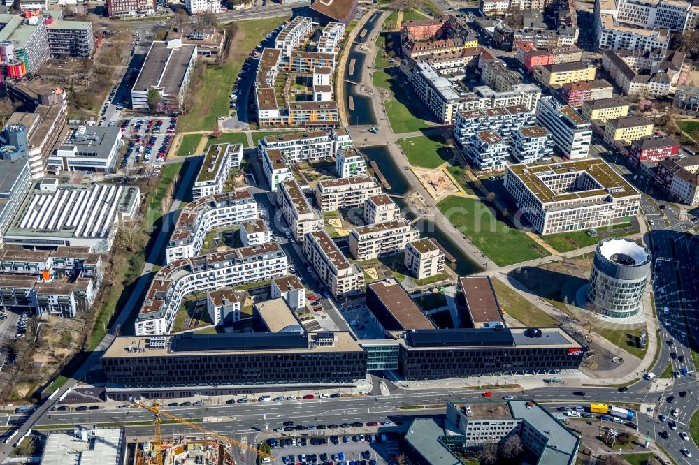 Essen from above - Administration building of the company of Funke Mediengruppe on Berliner Platz in Essen in the state North Rhine-Westphalia, Germany