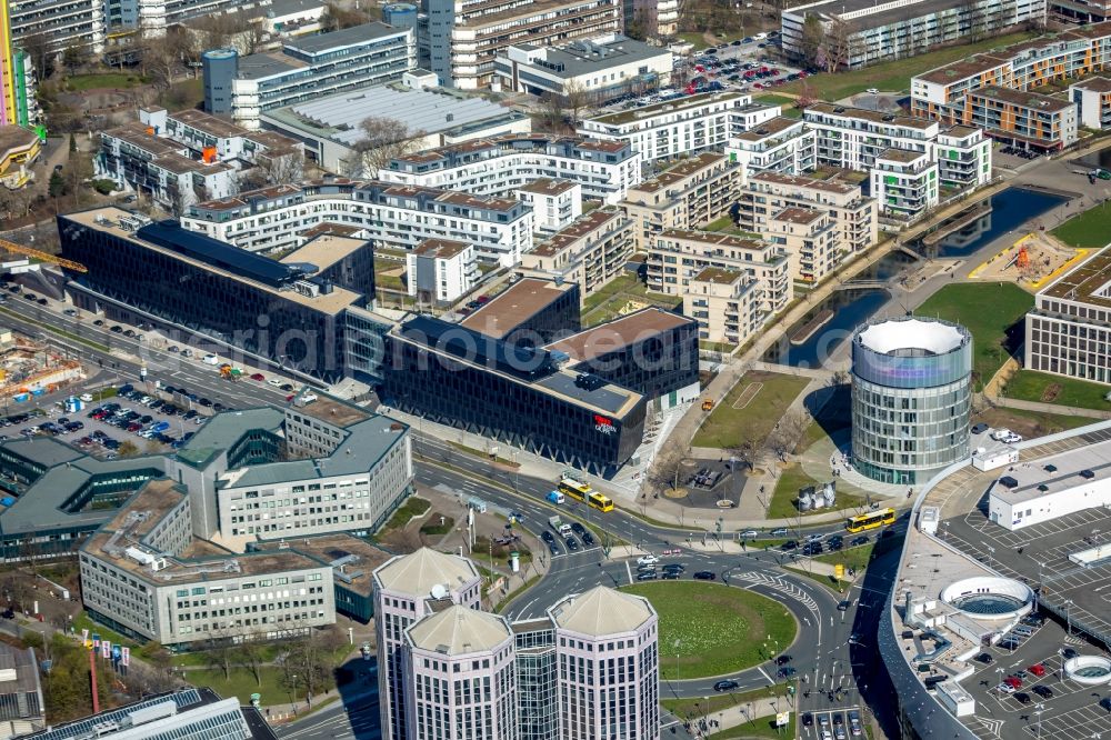 Essen from above - Administration building of the company of Funke Mediengruppe on Berliner Platz in Essen in the state North Rhine-Westphalia, Germany