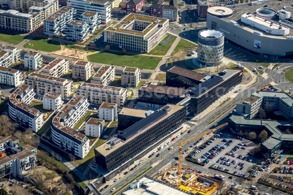 Essen from above - Administration building of the company of Funke Mediengruppe on Berliner Platz in Essen in the state North Rhine-Westphalia, Germany